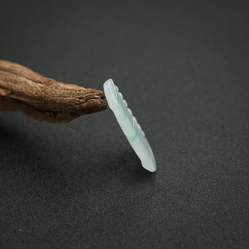 缅甸天然糯种翡翠竹节吊坠-红掌柜