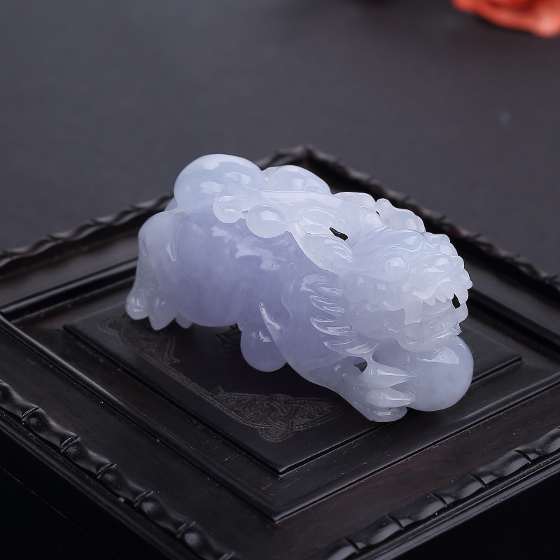 糯种浅紫色翡翠貔貅吊坠-红掌柜