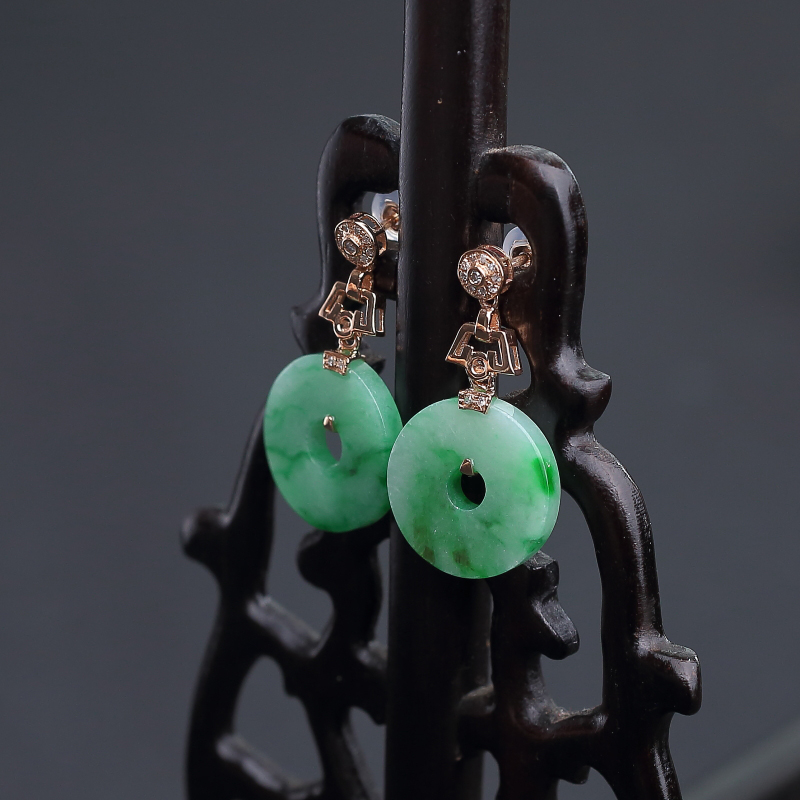 飘翠翡翠耳坠-红掌柜
