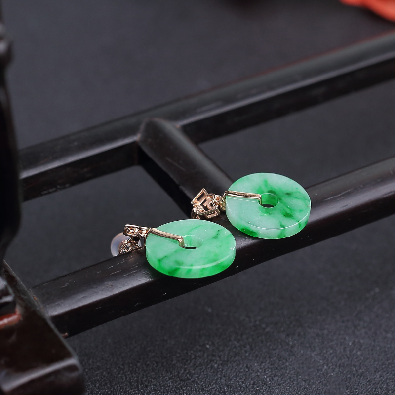 天然翡翠耳坠-红掌柜