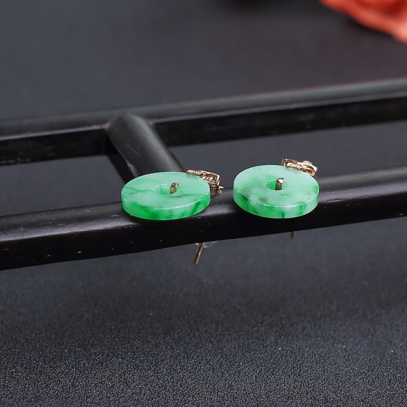缅甸翡翠耳坠-红掌柜