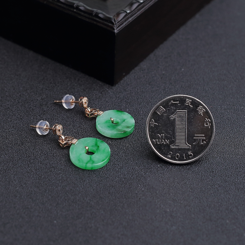 天然缅甸翡翠耳坠-红掌柜