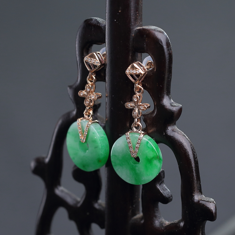 飘翠翡翠耳坠-红掌柜