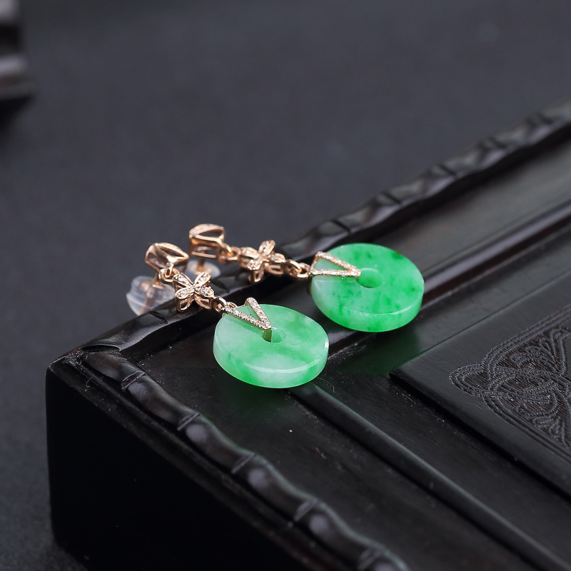 天然翡翠耳坠-红掌柜