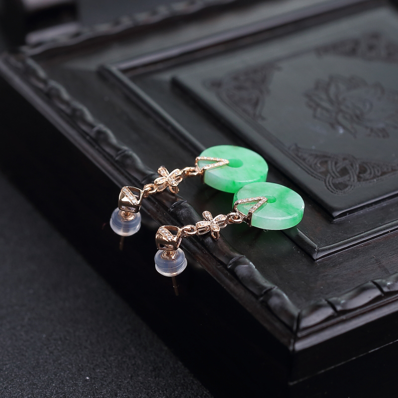 缅甸翡翠耳坠-红掌柜