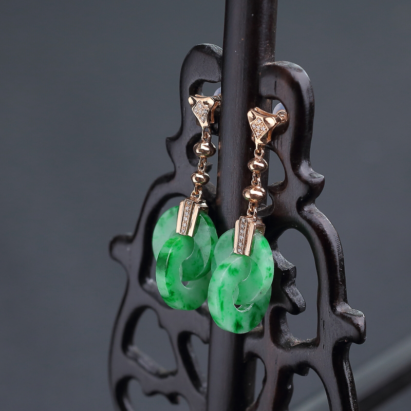 飘翠翡翠耳坠-红掌柜