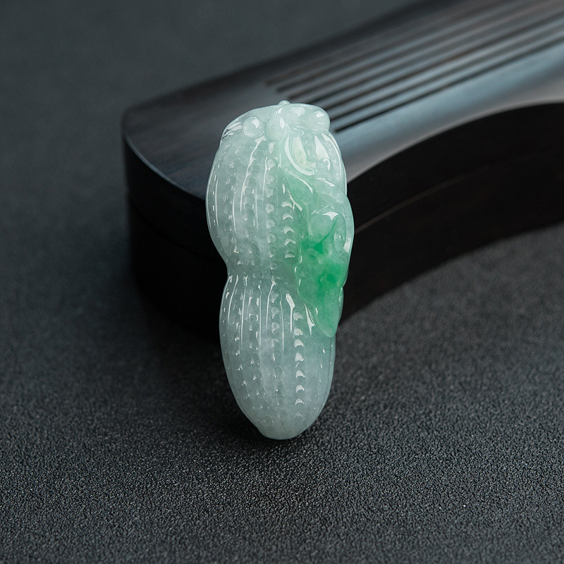 糯种飘翠翡翠多子多福吊坠-红掌柜