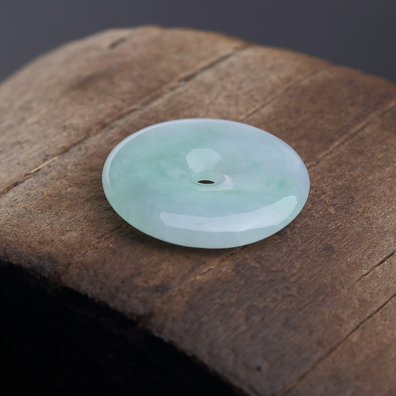 天然糯种飘翠翡翠平安扣吊坠-红掌柜