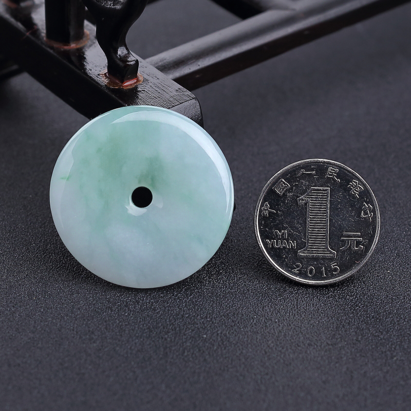 糯种飘翠翡翠平安扣吊坠-红掌柜