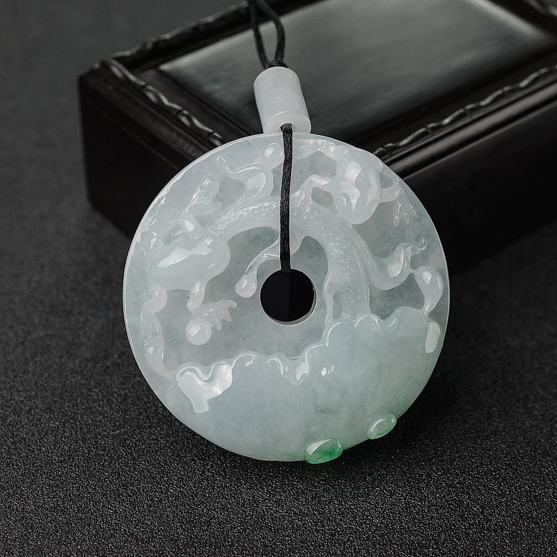 糯种飘翠翡翠连生贵子平安扣吊坠-红掌柜