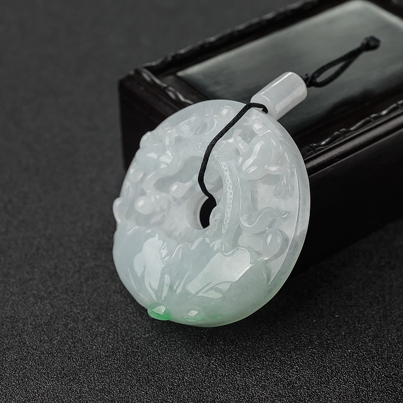 飘翠翡翠连生贵子平安扣吊坠-红掌柜