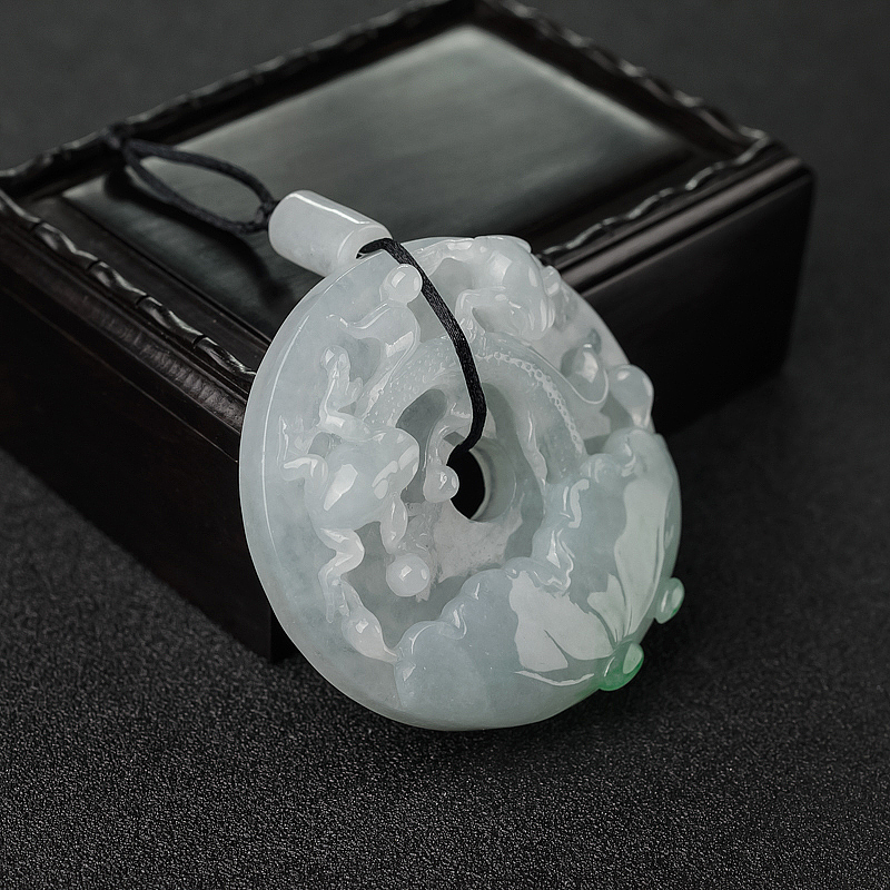 糯种翡翠连生贵子平安扣吊坠-红掌柜