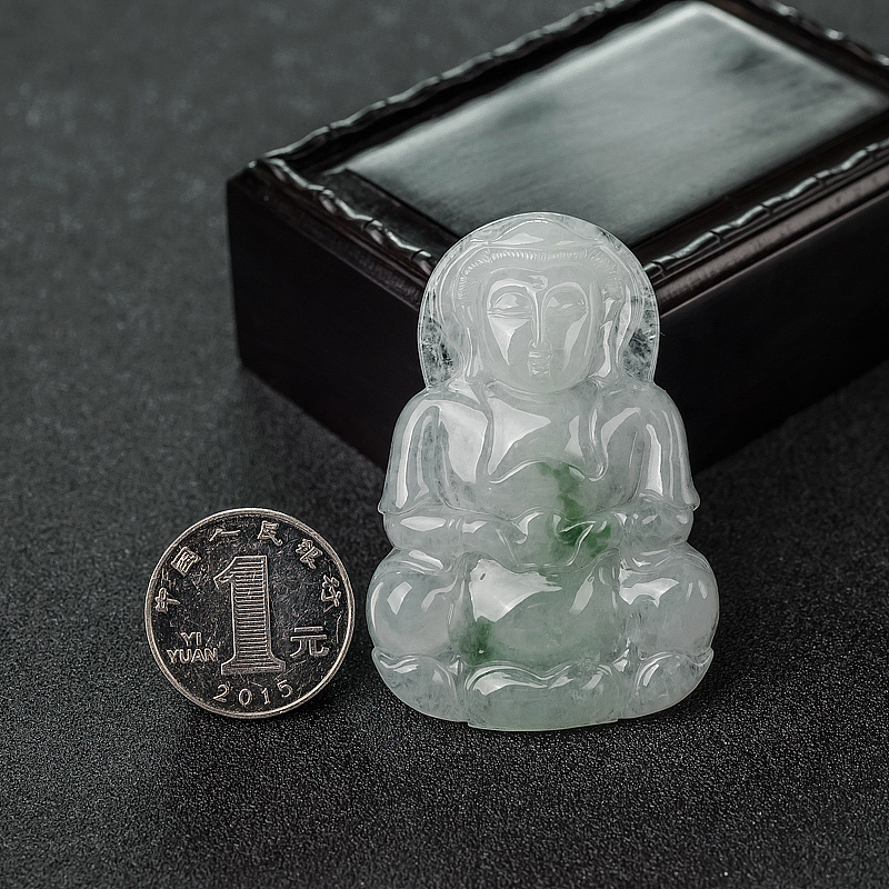 糯种飘翠翡翠观音吊坠-红掌柜