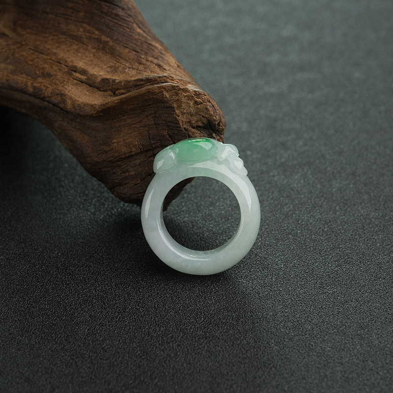 糯种飘翠翡翠如意幸福戒指-红掌柜