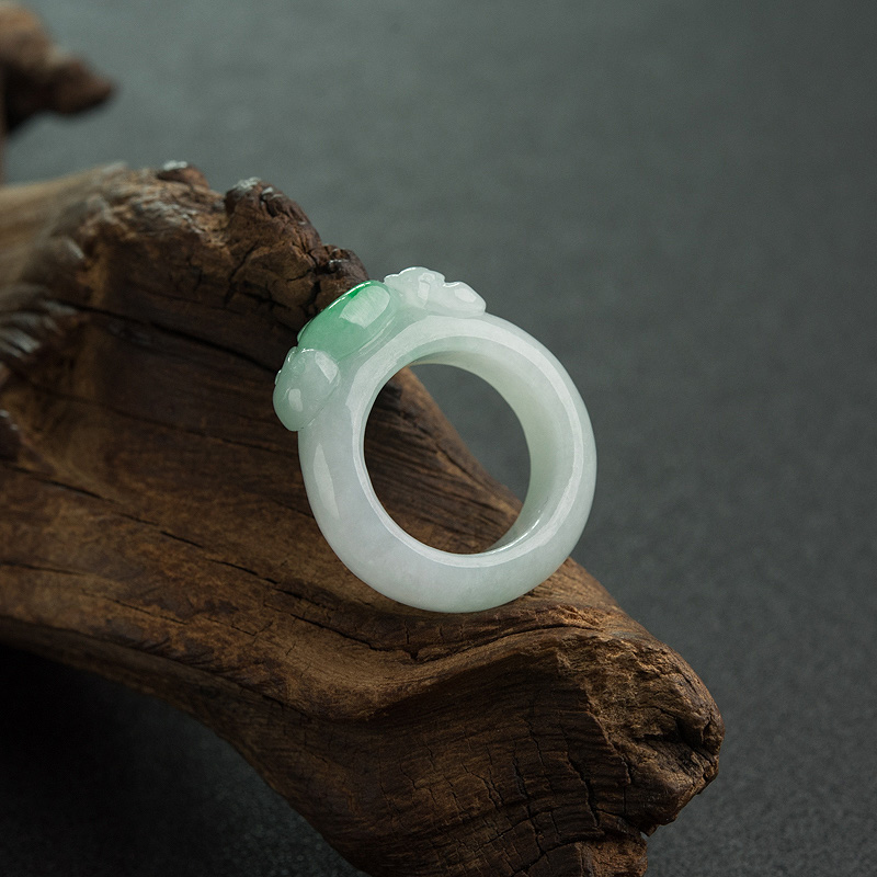 糯种飘翠翡翠如意幸福戒指-红掌柜