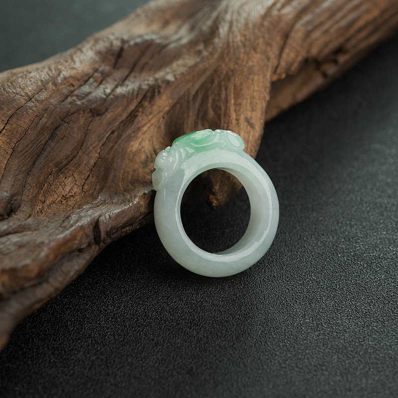 糯种翡翠戒指-红掌柜
