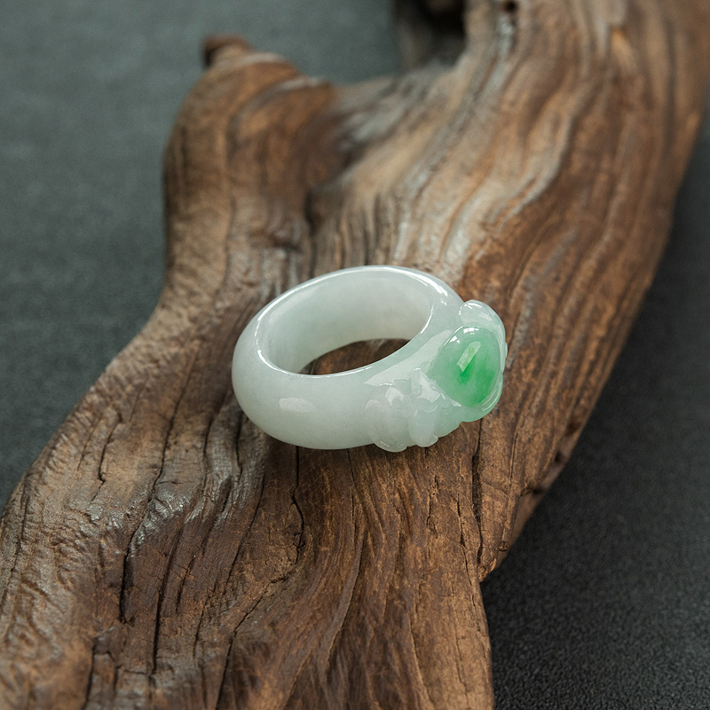 糯种飘翠翡翠如意幸福戒指-红掌柜
