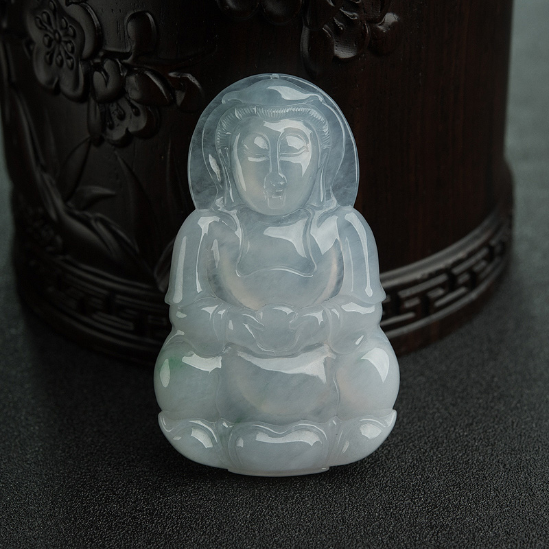 糯种飘翠翡翠观音吊坠-红掌柜