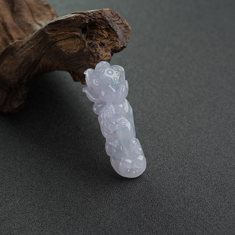 天然糯种春带彩翡翠连生贵子吊坠-红掌柜