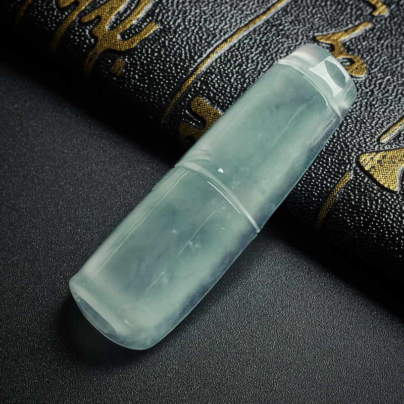 蓝底飘花翡翠竹节吊坠-红掌柜珠宝