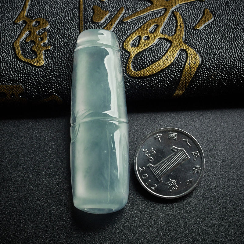 冰糯种飘花翡翠竹节挂件-红掌柜珠宝