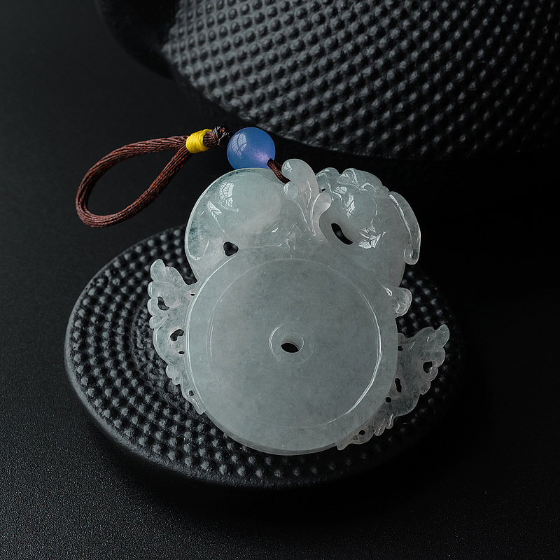 冰糯种翡翠平安扣吊坠-红掌柜