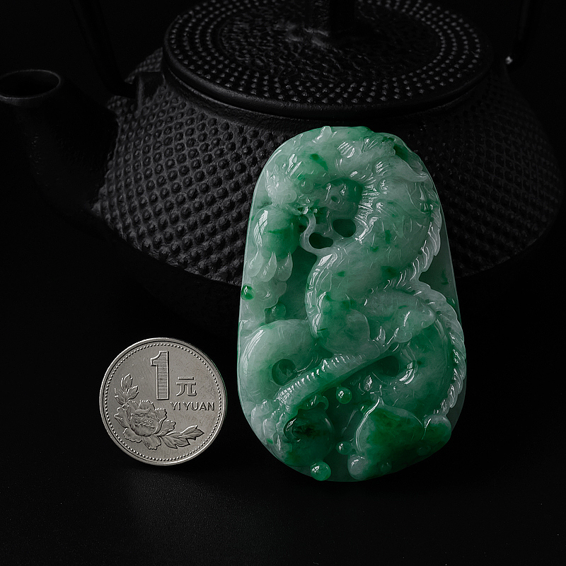 缅甸翡翠飞龙吊坠-红掌柜