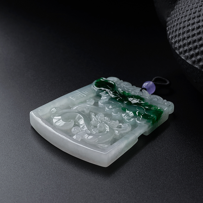 天然翡翠仿古龙牌-红掌柜