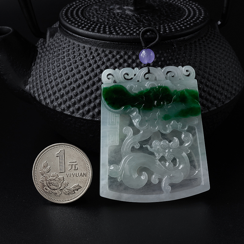 缅甸翡翠仿古龙牌-红掌柜