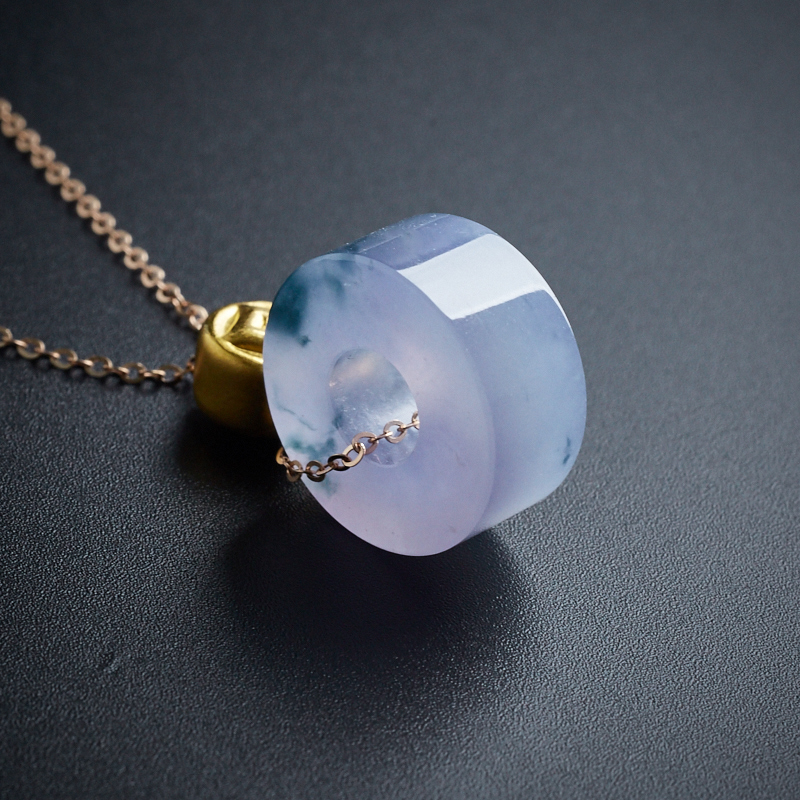 天然18K金冰糯种紫罗兰飘花翡翠套链 - 红掌柜