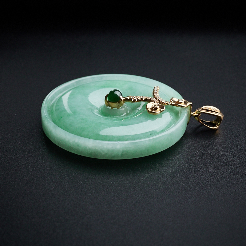 缅甸A货天然苹果绿平安扣吊坠 - 红掌柜