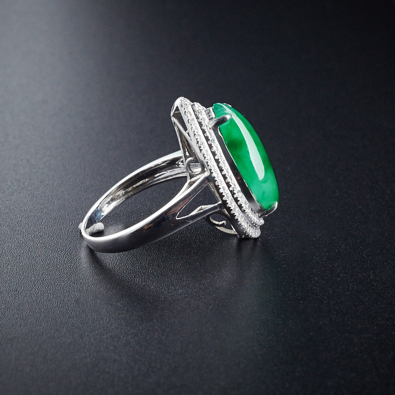 冰糯种飘翠翡翠戒指-红掌柜