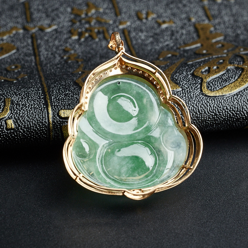 冰糯种翡翠坐佛吊坠-红掌柜