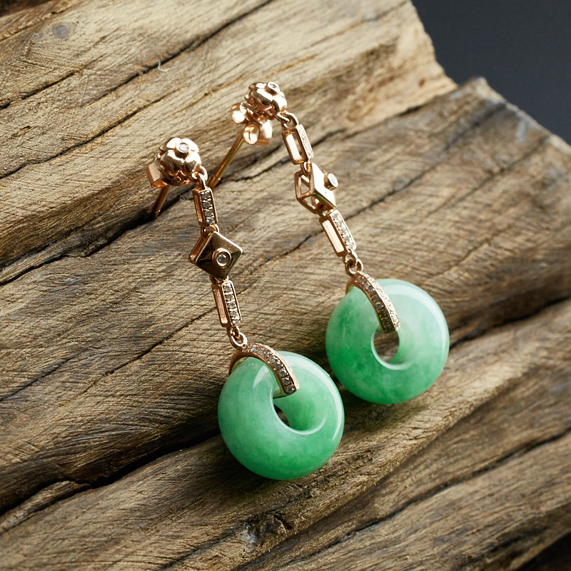 糯种苹果绿翡翠耳环-红掌柜