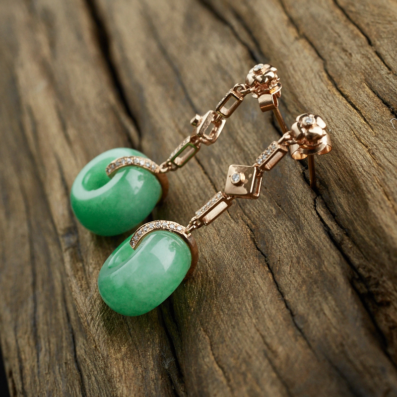 糯种翡翠耳环-红掌柜