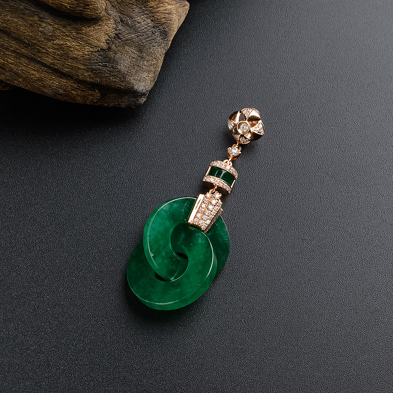 浓绿翡翠平安扣吊坠-红掌柜