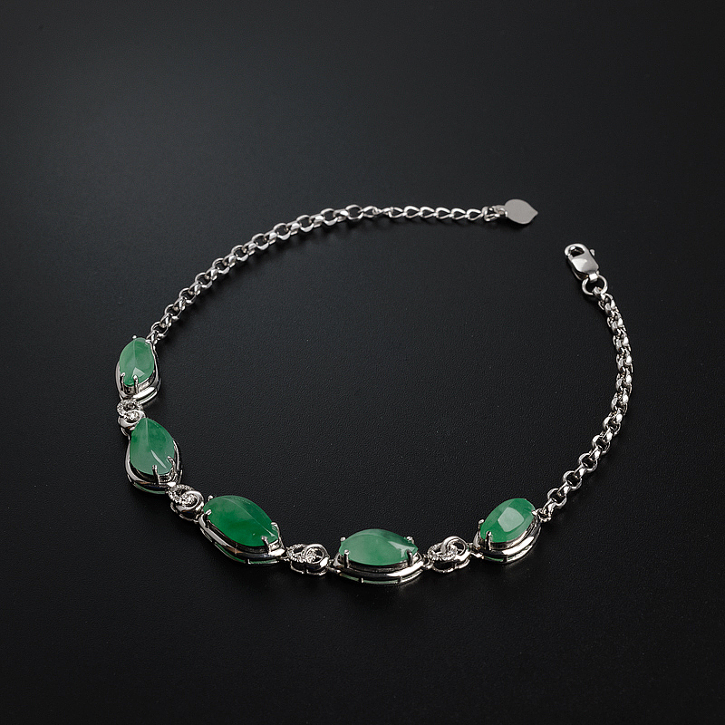 天然冰糯种苹果绿翡翠手链 - 红掌柜