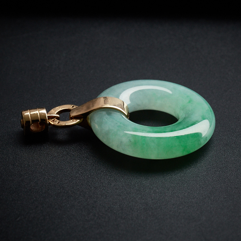 缅甸糯种翡翠平安扣吊坠-红掌柜