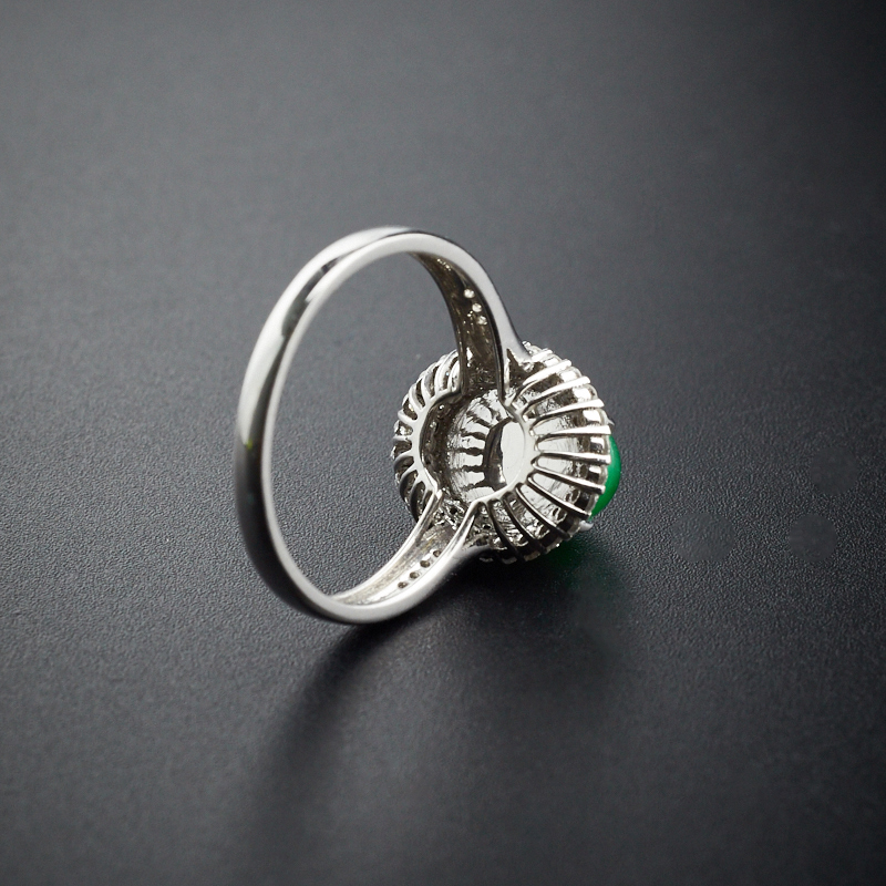 缅甸冰糯种花绿翡翠戒指-红掌柜