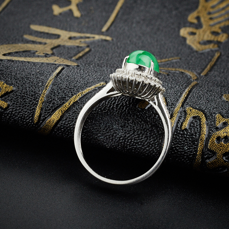 天然A货冰糯种花绿翡翠-红掌柜