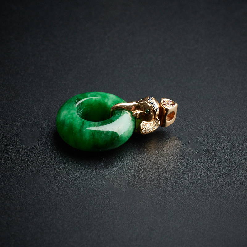 缅甸糯种花绿翡翠平安扣吊坠-红掌柜