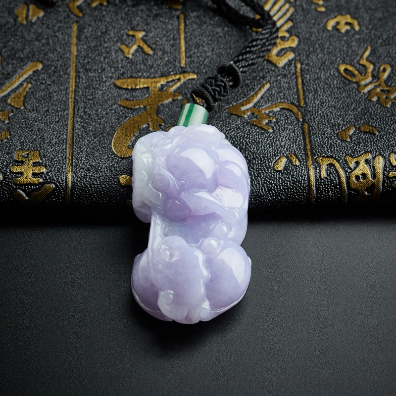 糯种紫罗兰翡翠貔貅吊坠-红掌柜