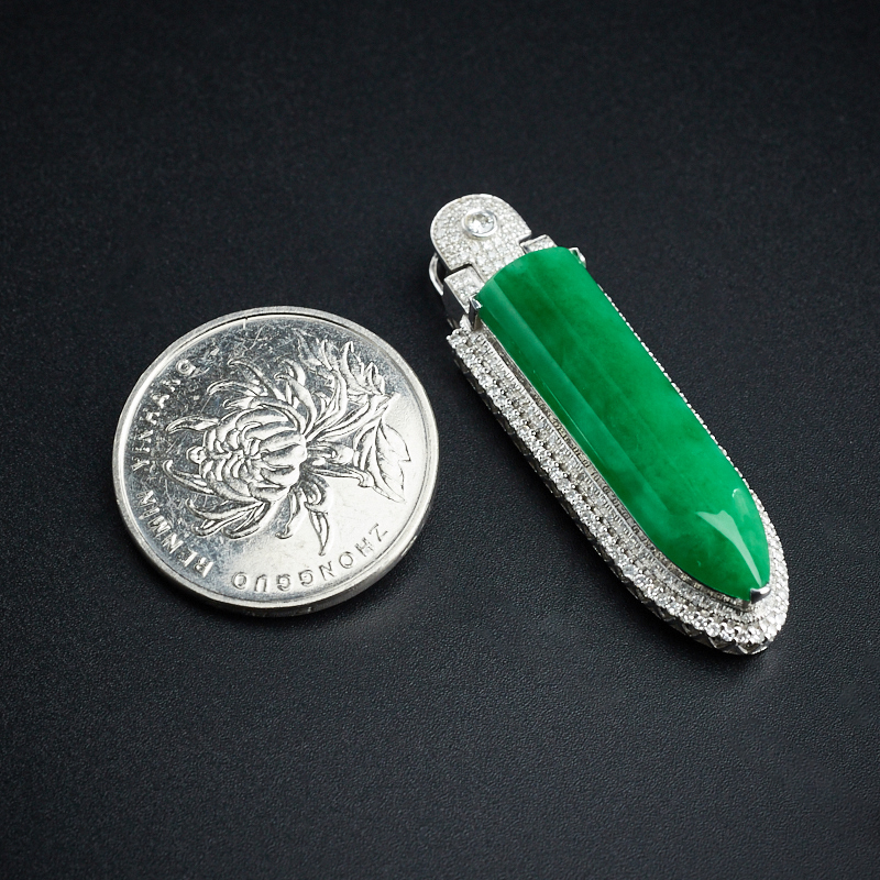 缅甸A货天然18K金糯种翡翠吊坠 - 红掌柜