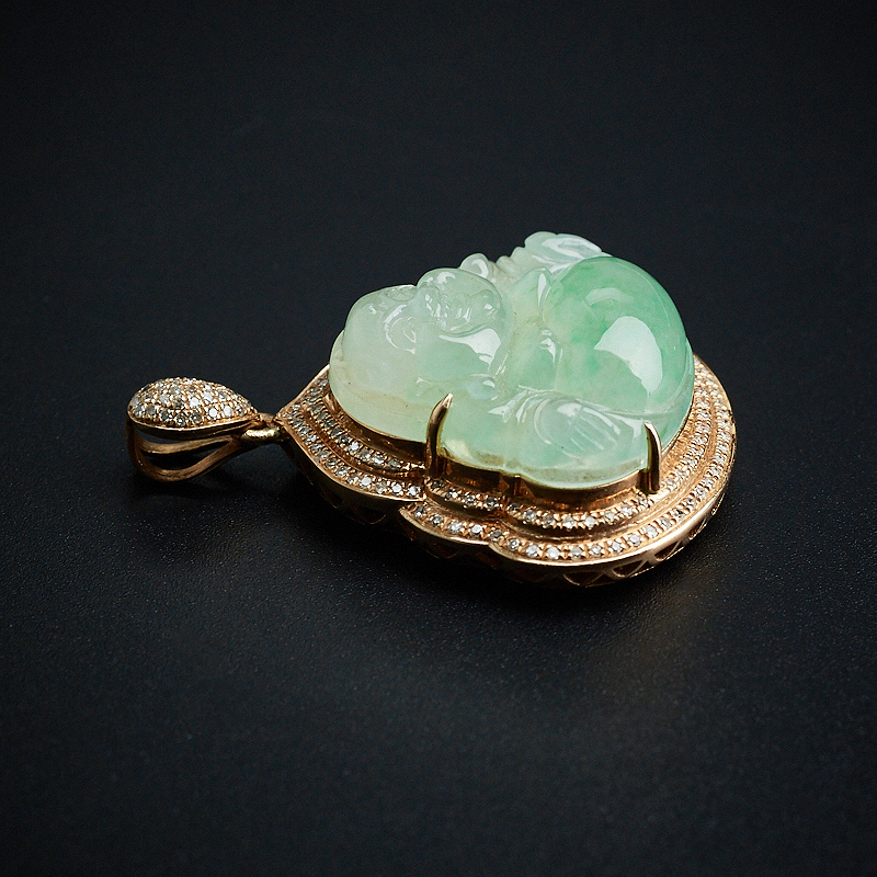 糯种绿色翡翠吊坠 - 红掌柜