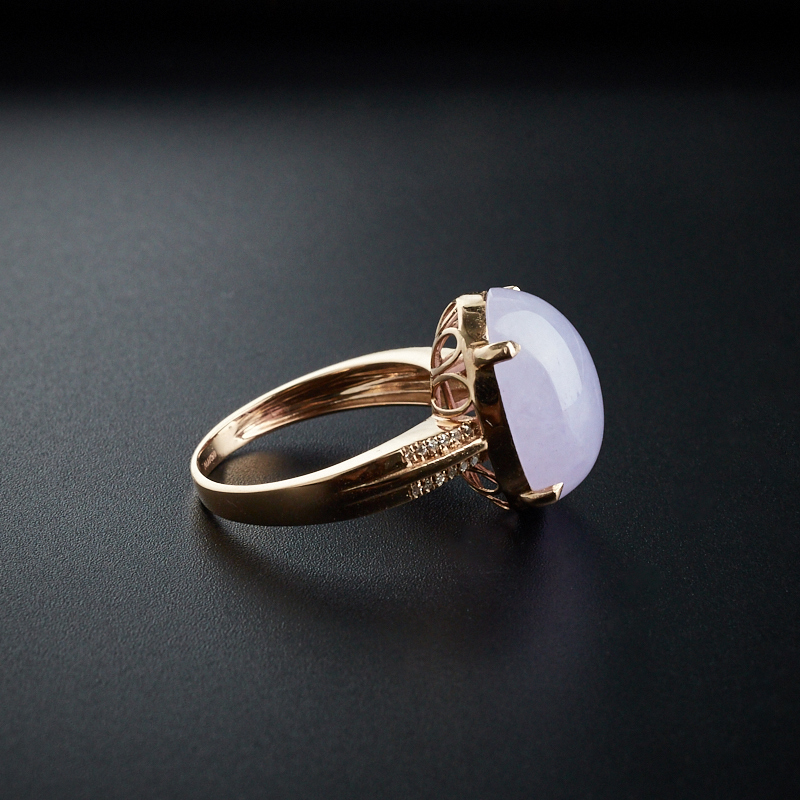 天然18K金镶钻糯种紫罗兰翡翠戒指 - 红掌柜