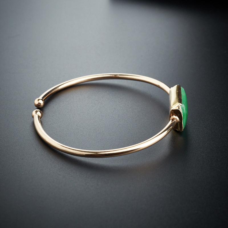 天然18K金镶冰糯种满绿翡翠手镯 - 红掌柜
