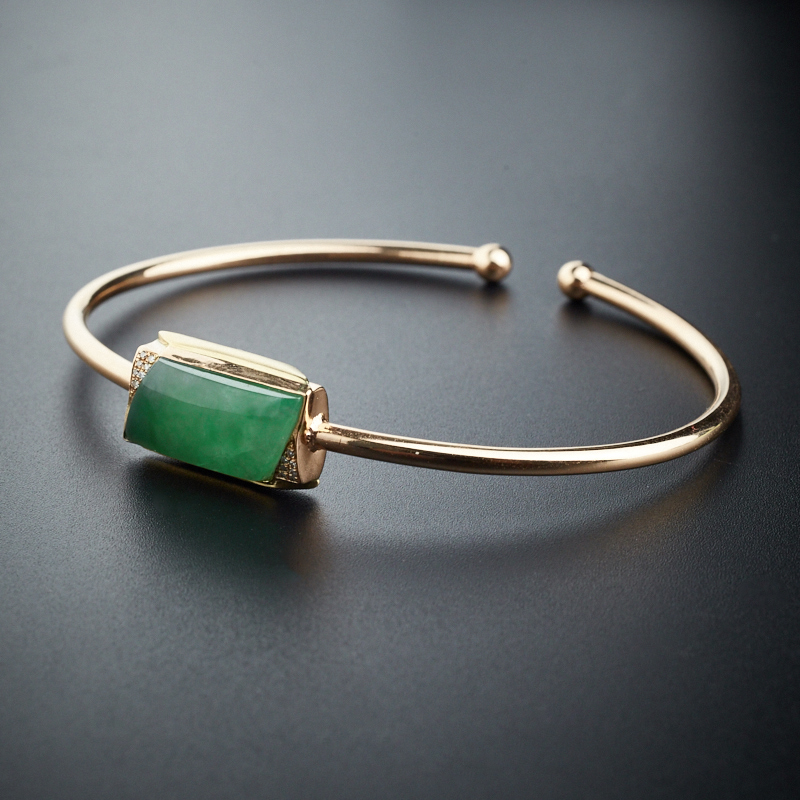 K金冰糯种满绿翡翠手镯 - 红掌柜