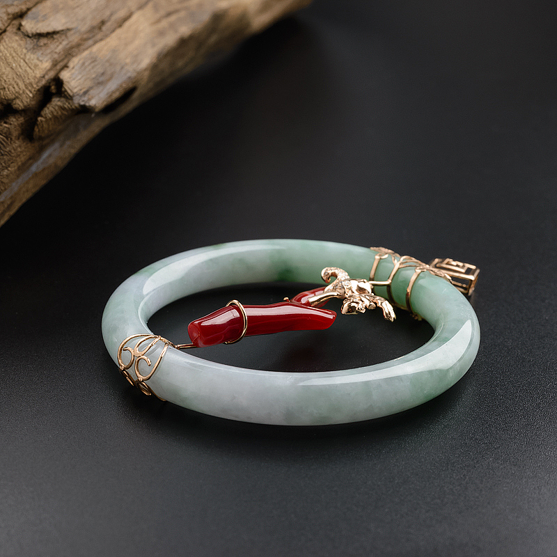 冰糯种飘花翡翠珊瑚平安扣 - 红掌柜