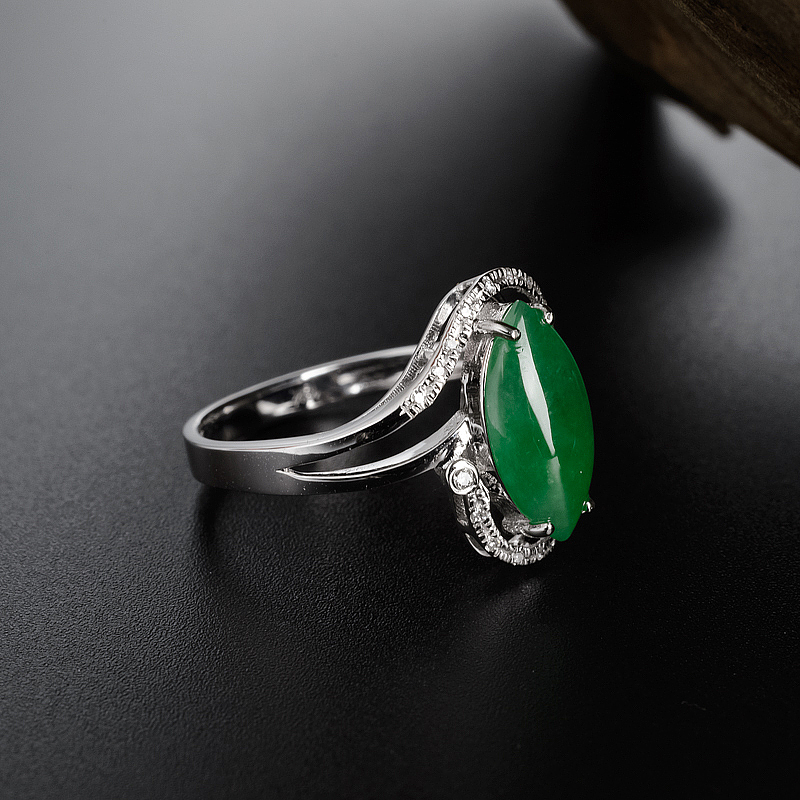 缅甸A货天然糯种翡翠戒指 - 红掌柜