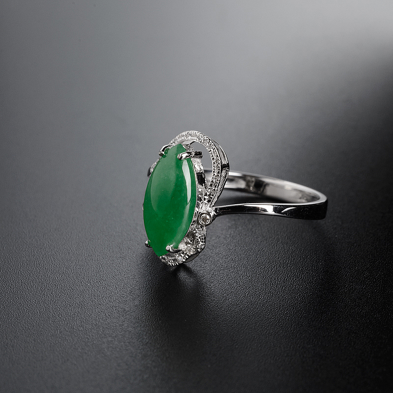 A货天然糯种翡翠戒指 - 红掌柜